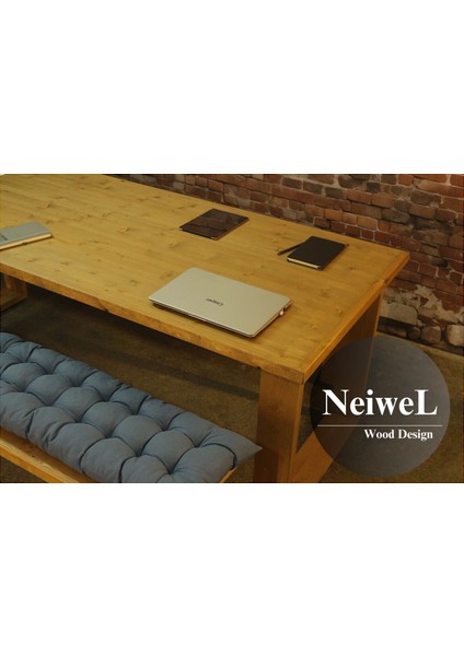 Doi Doğal Ahşap Banklı Toplantı Masası TAKIMI-80-120 Takım fırsatları