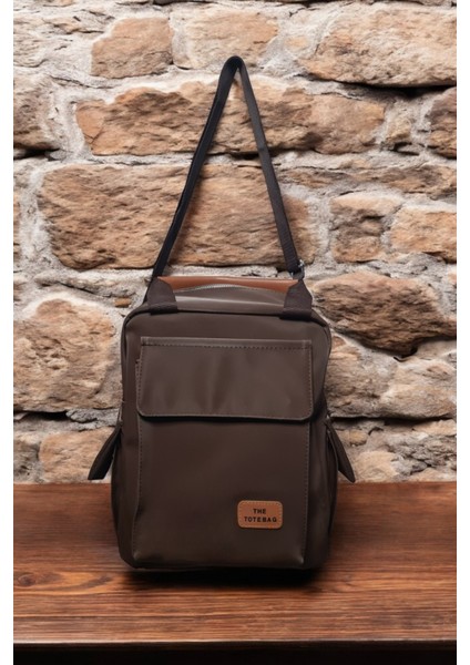 Kadın Kahverengi Çok Gözlü Hem Sırt Hem Çapraz Sırt Çantası