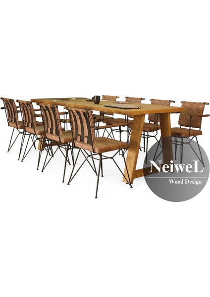 Dove Doğal Ahşap Toplantı MASASI-80 cm -120 cm