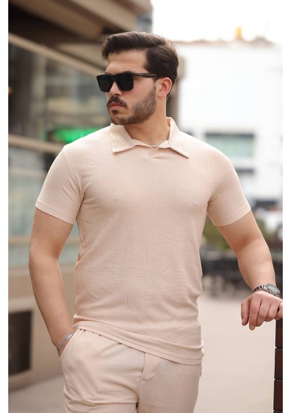 Bürümcük Kumaş Hemşire Yaka Tshirt-Şort Takım