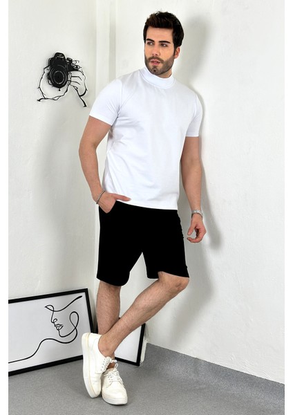 Yarım Balıkçı Yaka Oversize Beyaz T-Shirt