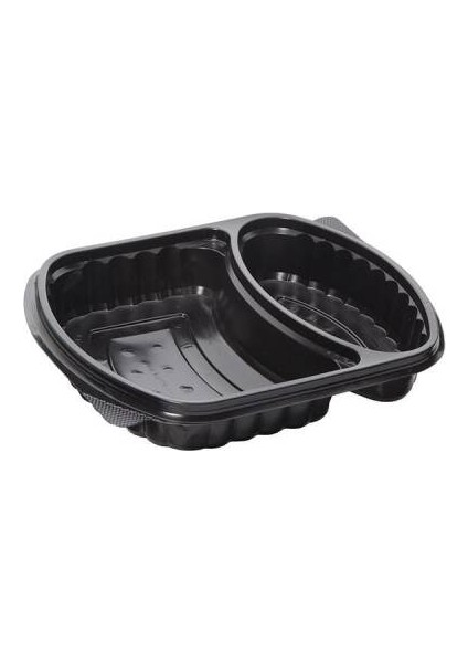 2 Bölmeli Kapaklı Yemek Kabı Set (200 Adet)