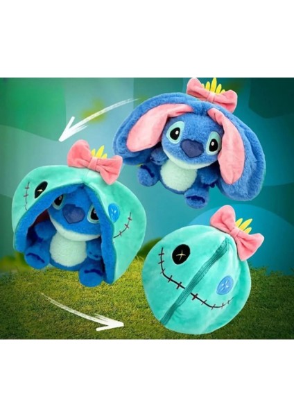 Stitch Peluş Oyuncak Fermuarlı Sürpriz Peluş Hediyelik Uyku Arkadaşı Stitch Peluş Oyuncak