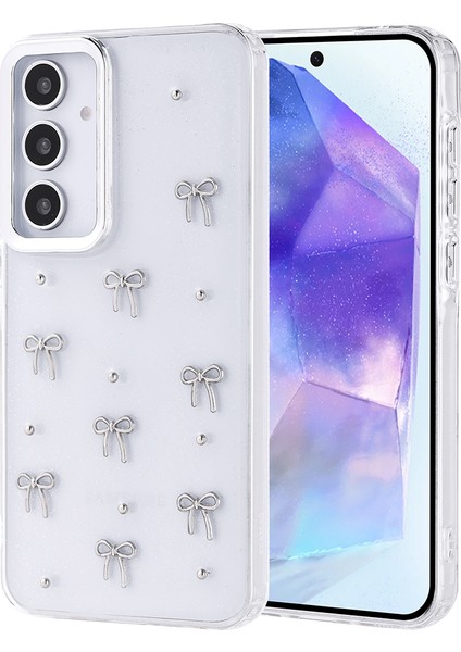 Samsung Galaxy A35 Desenli Kabartmalı Kapak Simli Süslü Kılıf