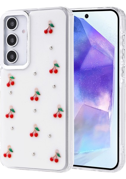 Samsung Galaxy A35 Desenli Kabartmalı Kapak Simli Süslü Kılıf