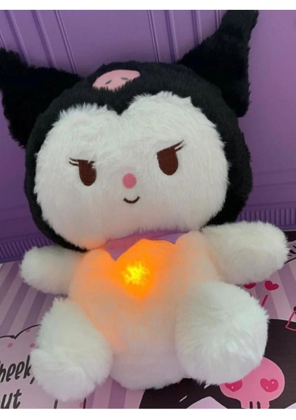 Uyku Arkadaşı Kuromi Kedi Nefes Alan Peluş Ayı Müzikli Işıklı Ritmik Solunum Hareketli Peluş Oyuncak