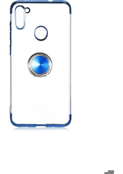 Samsung Galaxy M11 Uyumlu Kılıf Kenarları Renkli Yüzüklü Standlı Gesse Godivje Silikon Kapak