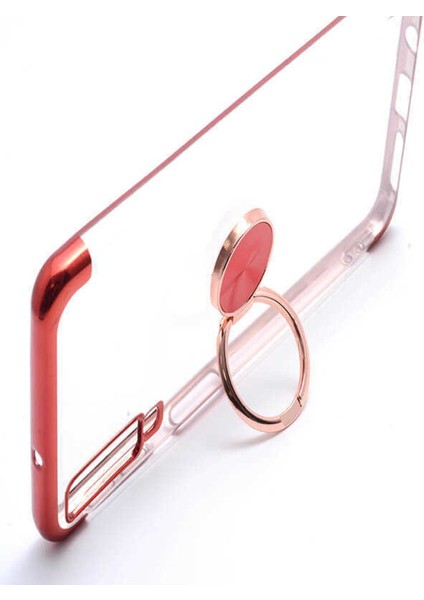 Samsung Galaxy M11 Uyumlu Kılıf Kenarları Renkli Yüzüklü Standlı Gesse Godivje Silikon Kapak modelleri