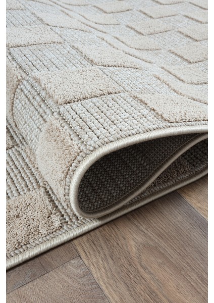 Coco Bukle Kaymaz Toz Vermez Dokuma Bej Halı Iskandinav Bej Yolluk modelleri