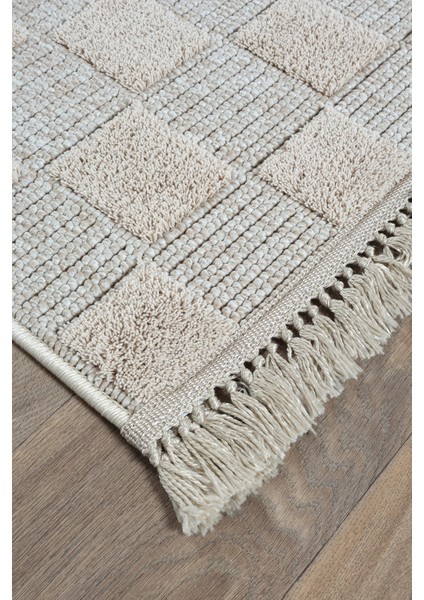 Coco Bukle Kaymaz Toz Vermez Dokuma Bej Halı Iskandinav Bej Yolluk indirimleri