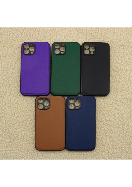 iPhone 13 Pro Max Uyumlu Super Faux Leather Suni Deri Lüks Kılıf