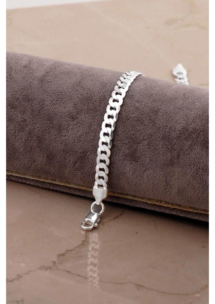 Gurmet 5,5 mm 21,5 cm Italyan Gümüş Erkek Zincir Bileklik 4789 modelleri