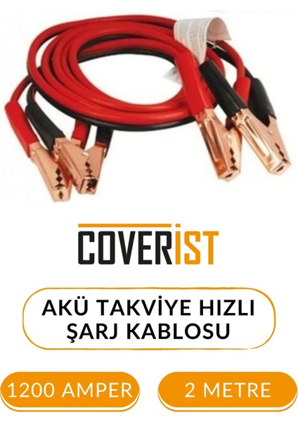 2 Metre Akü Takviye Şarj Kablosu 1200 Amper