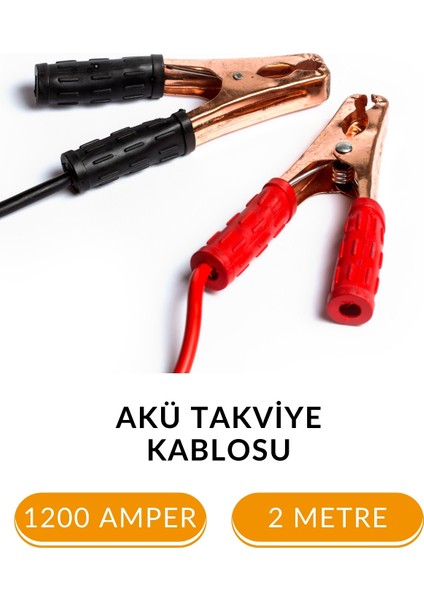2 Metre Akü Takviye Şarj Kablosu 1200 Amper