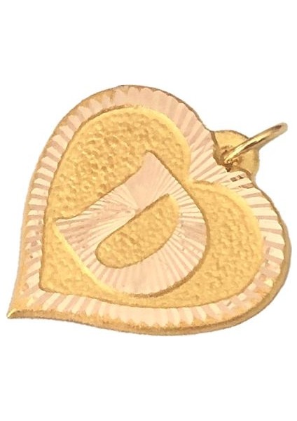0.25 Gram 14 Ayar D Harfi Kalp Kolye Ucu