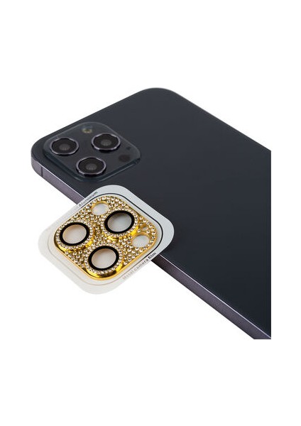 iPhone 12 Pro İçin Taş Detaylı Cl-08 Kamera Lens Koruyucu