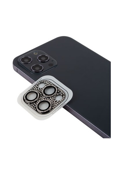 iPhone 11 Pro İçin Taş Detaylı Cl-08 Kamera Lens Koruyucu