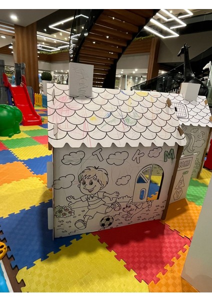 Çocuklar Için Karton Boyama Evi - Pastel Boya Hediyeli