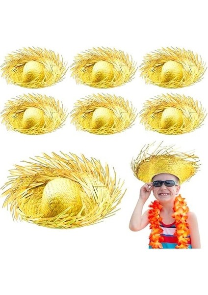 Tropikal Parti Sarı Hasır Hawaii Şapkası