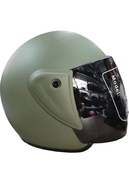 009 Açık Yarım Kask Mat Haki Yeşil