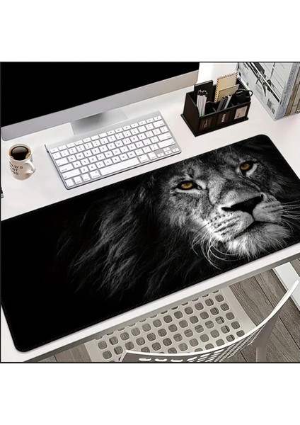 70X30 cm Aslan Temalı Kaydırmaz Taban Speed Yüzey Oyuncu Mouse Pad Gaming