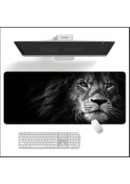 70X30 cm Aslan Temalı Kaydırmaz Taban Speed Yüzey Oyuncu Mouse Pad Gaming