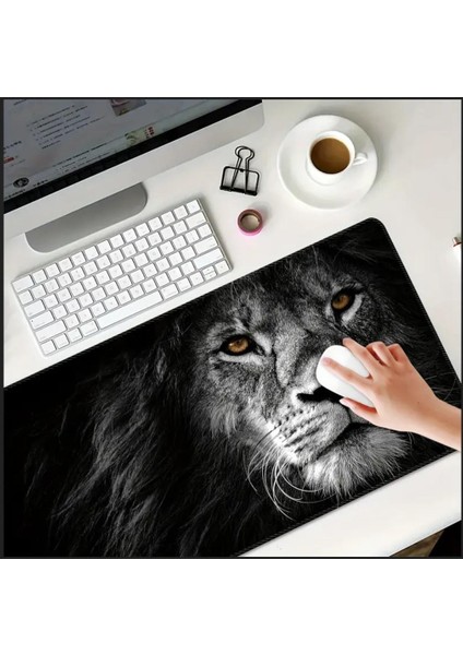 70X30 cm Aslan Temalı Kaydırmaz Taban Speed Yüzey Oyuncu Mouse Pad Gaming