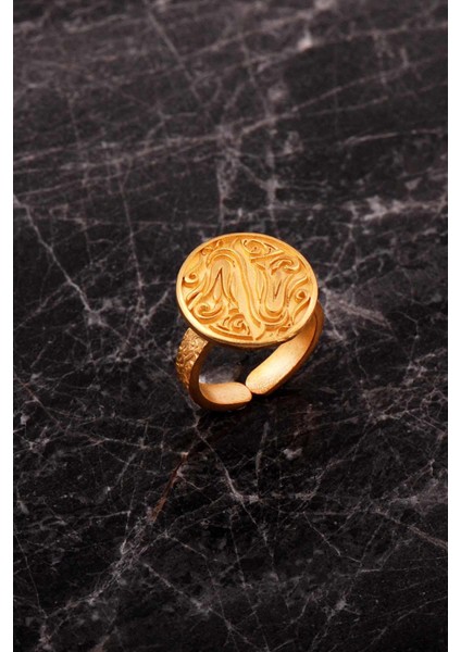 Laleli Elişi Altın Kaplama Gümüş Yüzük 5977