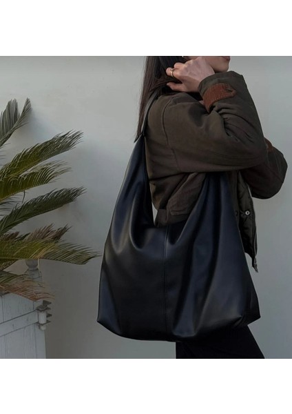 Kadın Deri Fermuarlı Ultra Büyük Boy Salaş