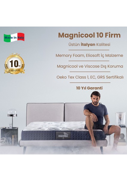 Magnicool 10 Firm 5 Bölge Destekli Ortopedik Memory Foam Yatak | Antı Yapısı ile Lüks ve Sağlığın Buluştuğu Nokta | Made In Italy