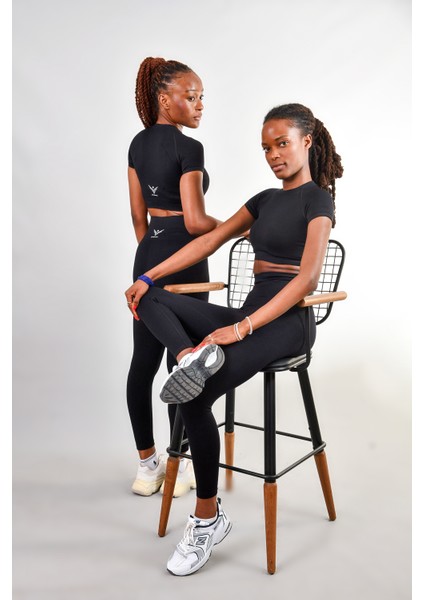 Istanbul Siyah Kısa Kol Tayt Takım