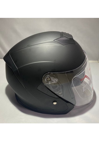 Güneş Vizörlü Çenesiz Kask Mat Siyah 516