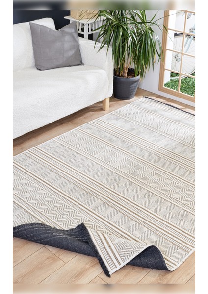 Halı Gloria 4001 Ekru Antibakteriyel Yıkanabilir Kaliteli Modern Şık Kilim
