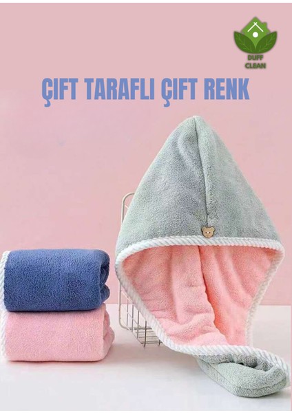 Çift Taraflı Çift Renk Saç Kurutma Havlusu Saç Bonesi Mikrofiber