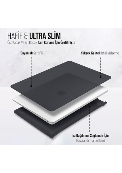 Macbook Pro 14.2 2021 Polikarbon Koruyucu Buzlu Kapak