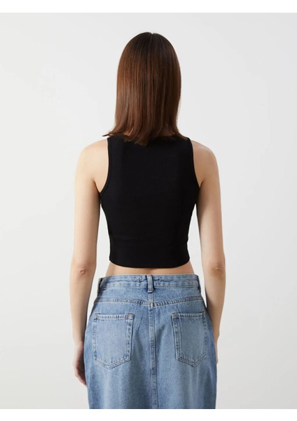 Bayan Likralı Kolsuz Crop