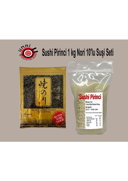 Sushi Pirinci 1 kg Nori 10'lu / Suşi Seti