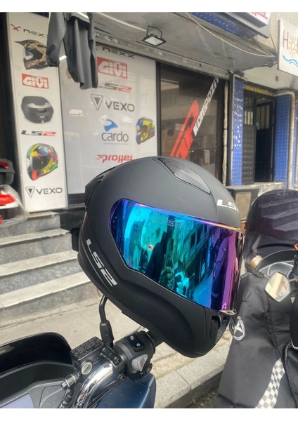 Rapıd Mat Siyah Kask - Gökkuşağı Vizör Spoiler