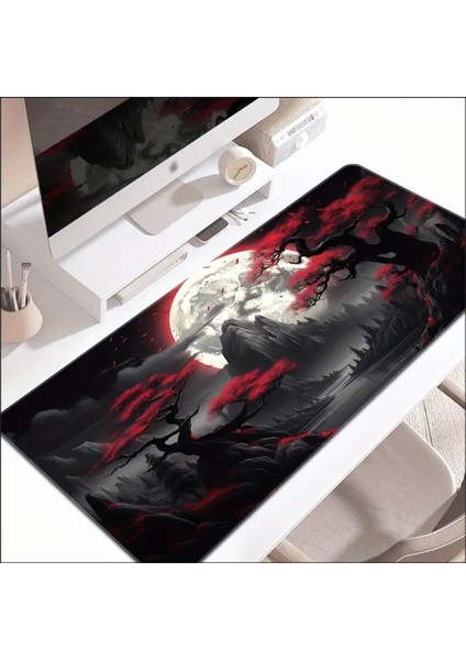 70X30 cm Karanlık Kırmızı Ay Temalı Kaydırmaz Taban Speed Yüzey Oyuncu Mouse Pad Gaming fiyatları