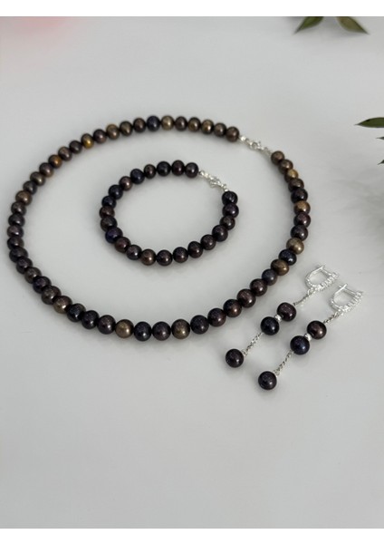 Gerçek İnci Gümüş Set
