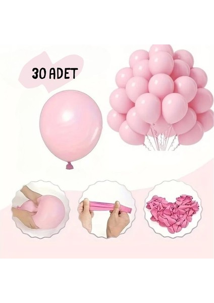 30’lu Pastel Pembe Lateks Balon Seti Doğum Günü Balon Zinciri