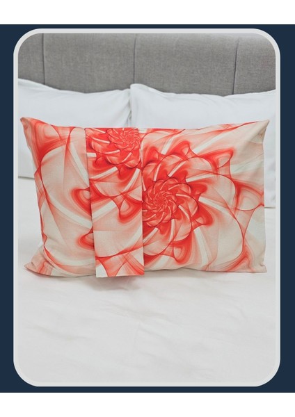 Kırmızı Spiral Gül Tablo Desen Yastık Kılıfı | 2 Adet | 50 x 70