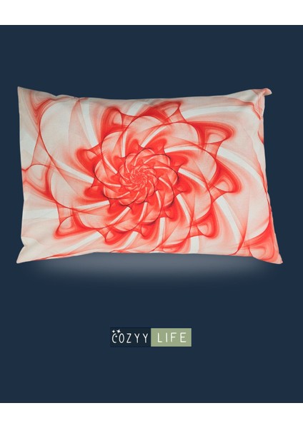 Kırmızı Spiral Gül Tablo Desen Yastık Kılıfı | 2 Adet | 50 x 70 modelleri