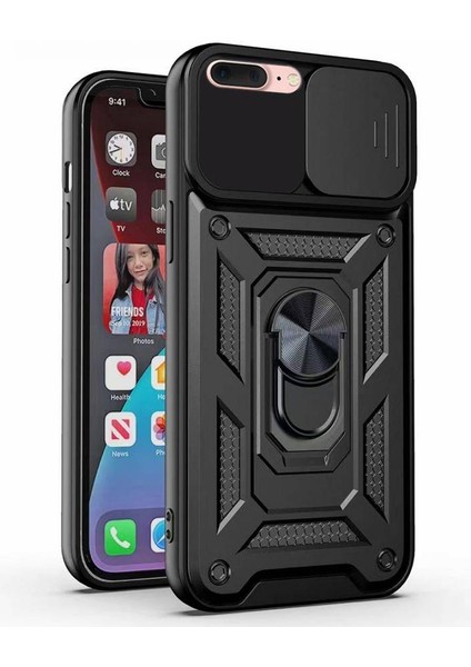 Kızaklı Tank Kılıf Apple iPhone 8 Plus Siyah