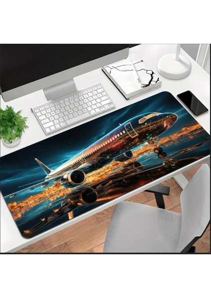 70X30 cm 3D Boeing Uçak Temalı Kaydırmaz Taban Speed Yüzey Oyuncu Mouse Pad Gaming