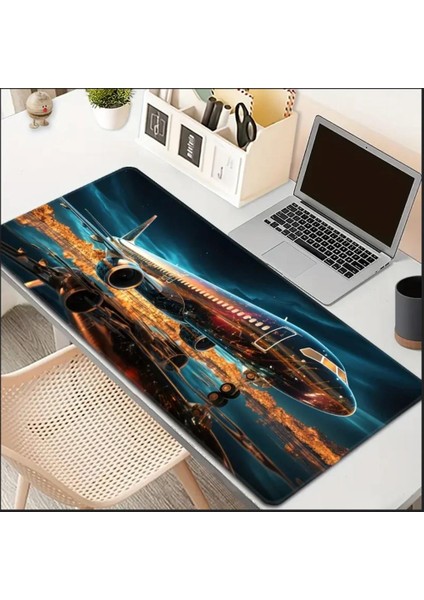 70X30 cm 3D Boeing Uçak Temalı Kaydırmaz Taban Speed Yüzey Oyuncu Mouse Pad Gaming