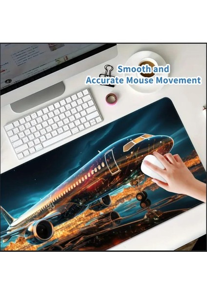 70X30 cm 3D Boeing Uçak Temalı Kaydırmaz Taban Speed Yüzey Oyuncu Mouse Pad Gaming
