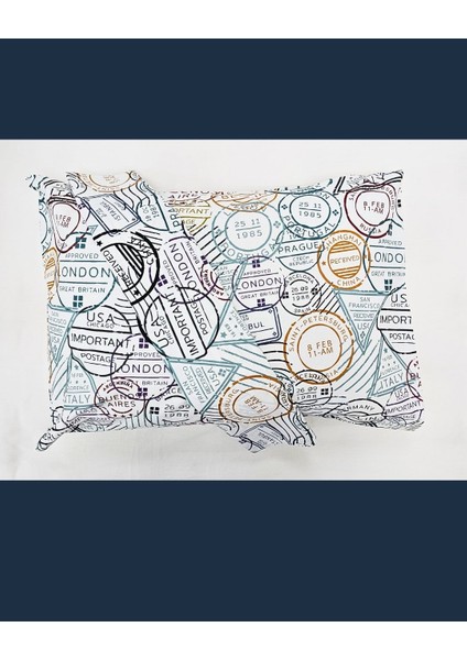 Seyahat Damga Yazılı Yastık Kılıfı | Istanbul London | 2 Adet | 50 x 70 modelleri