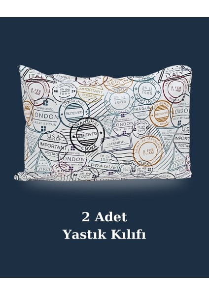 Seyahat Damga Yazılı Yastık Kılıfı | Istanbul London | 2 Adet | 50 x 70 fırsatları