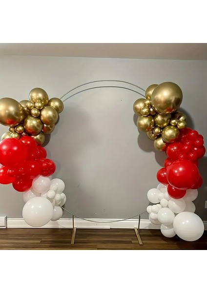 50’li Balon Zinciri Seti – Kırmızı, Beyaz ve Krom Gold Balon Doğum Günü fiyatları